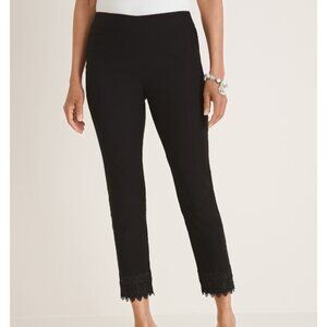Chico's Women's Lace Trim Slim Cropped Pants